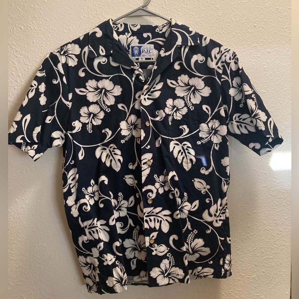 RJC Hawaiian Men’s SS Shirt Vintage Flowers Made in Hawaii